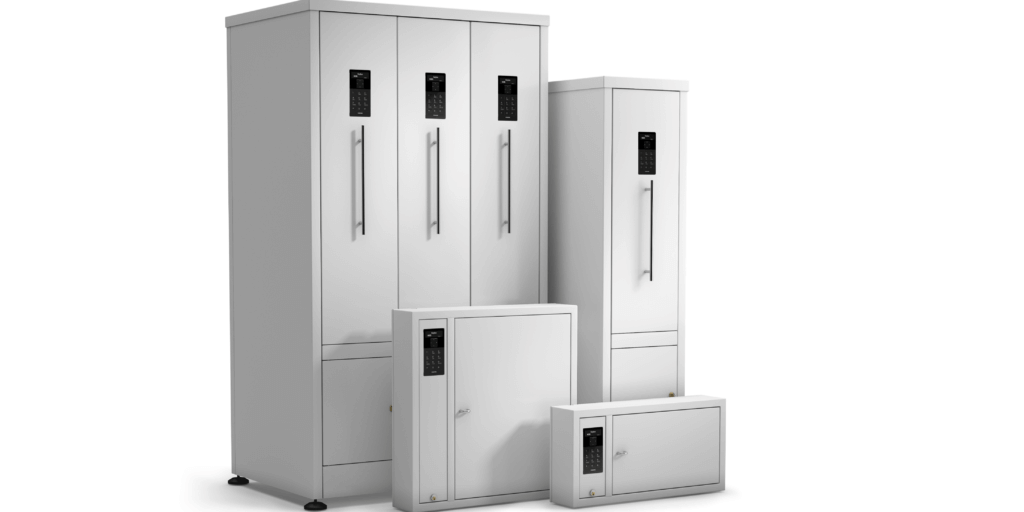 Übersicht der verschiedenen Keybox Keycontrol Schlüsselschränke in vier verschiedenen Größen,