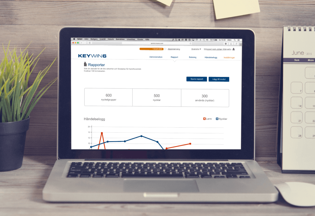 KeyWin6 App auf einem Laptop.